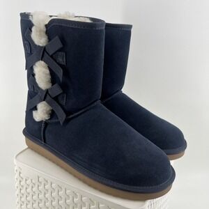 Koolaburra by UGG Navy Blue Suede Winter Boots Shearling Style Women's Size 9